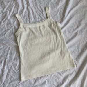 American Eagle Outfitters Cream Ribbed Tank Top